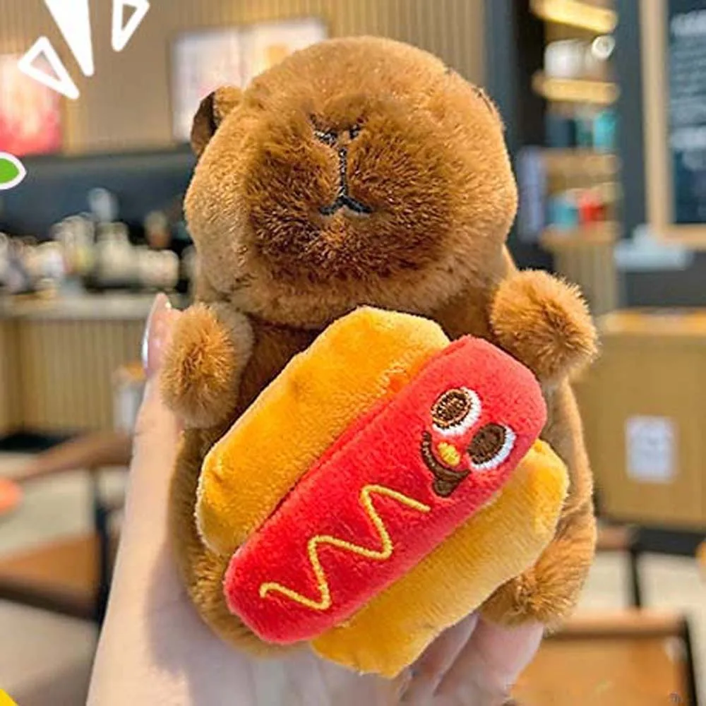 

Creative Soft Capybara Key Ring Hamburger Funny Animal Pendant PP Cotton Fur Cartoon Doll Keychain Girls