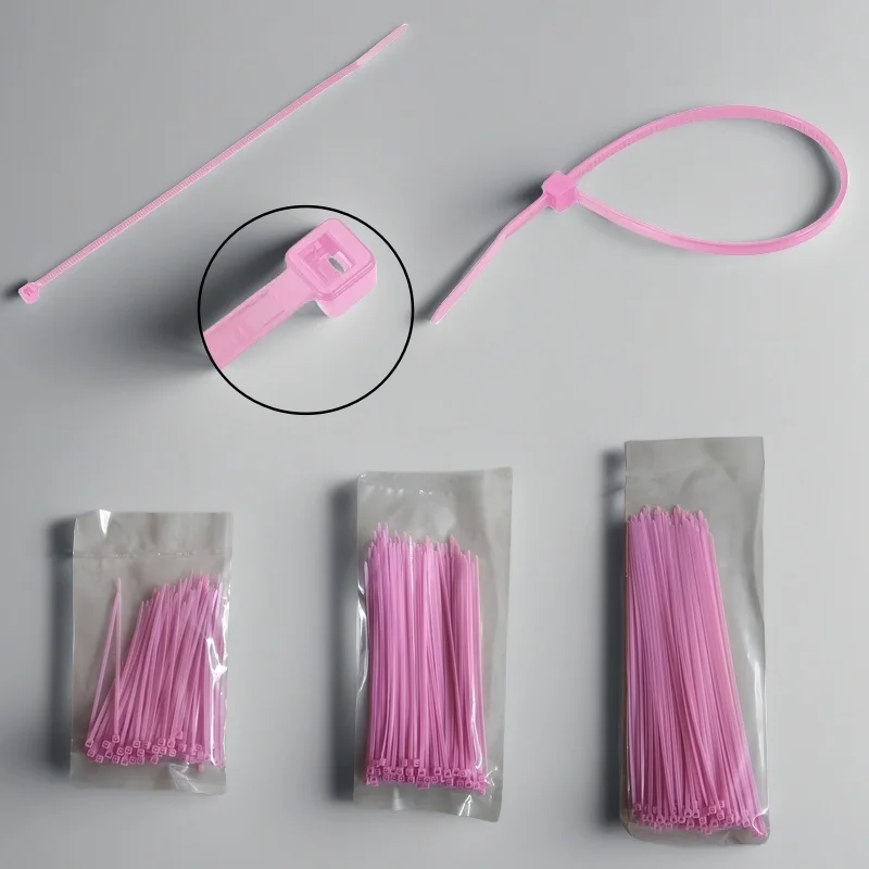 100pcs Pink Self-Locking Nylon Cable Ties, High-Tensile Strength for Outdoor Gardening &Indoor Cable Management,Cable Management
