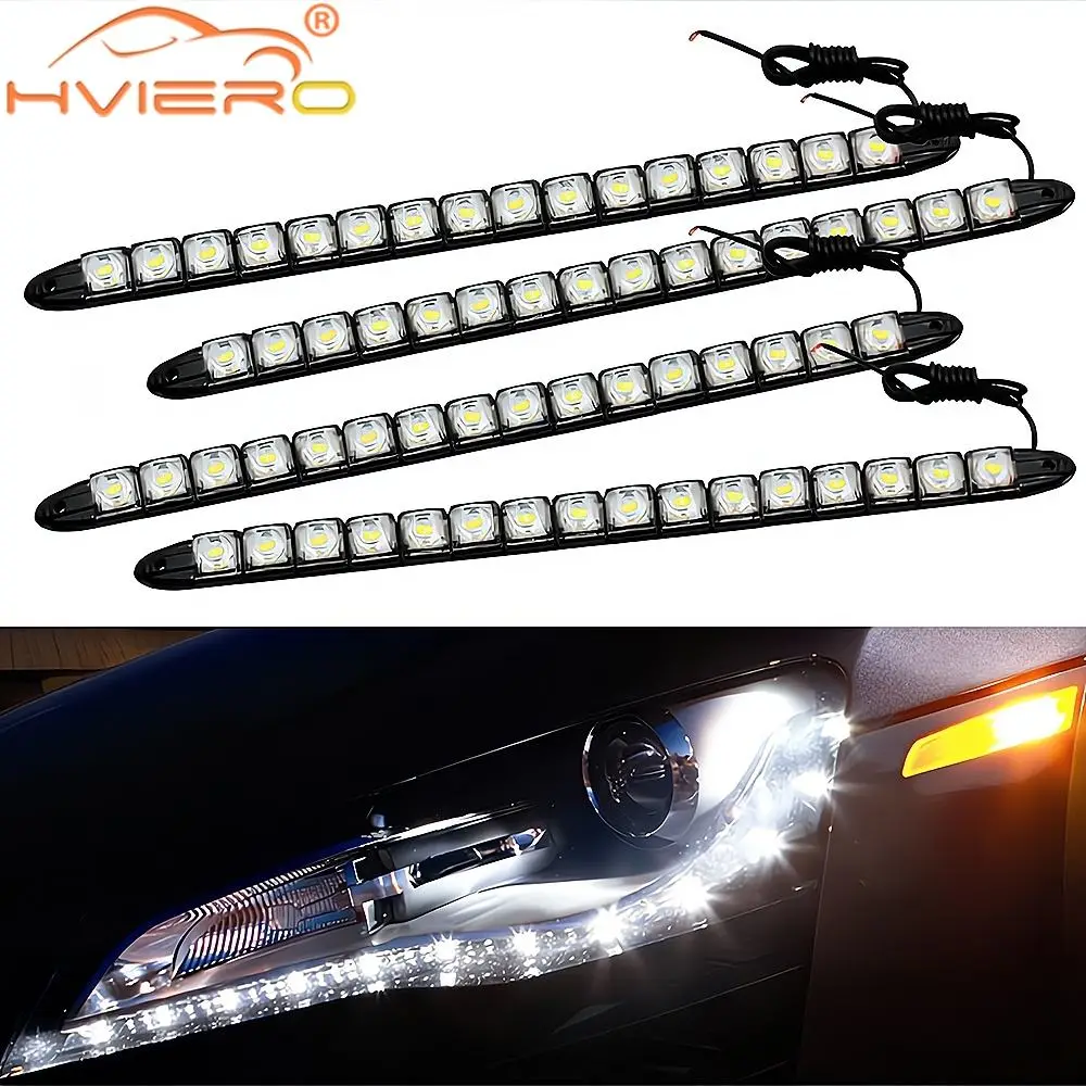 

4X Auto Turn Signal Reverse Brake Trunk DayLight Daytime Running Lights Car Led DC 12V White Drl COB Fog Bulb Flexible Silicone