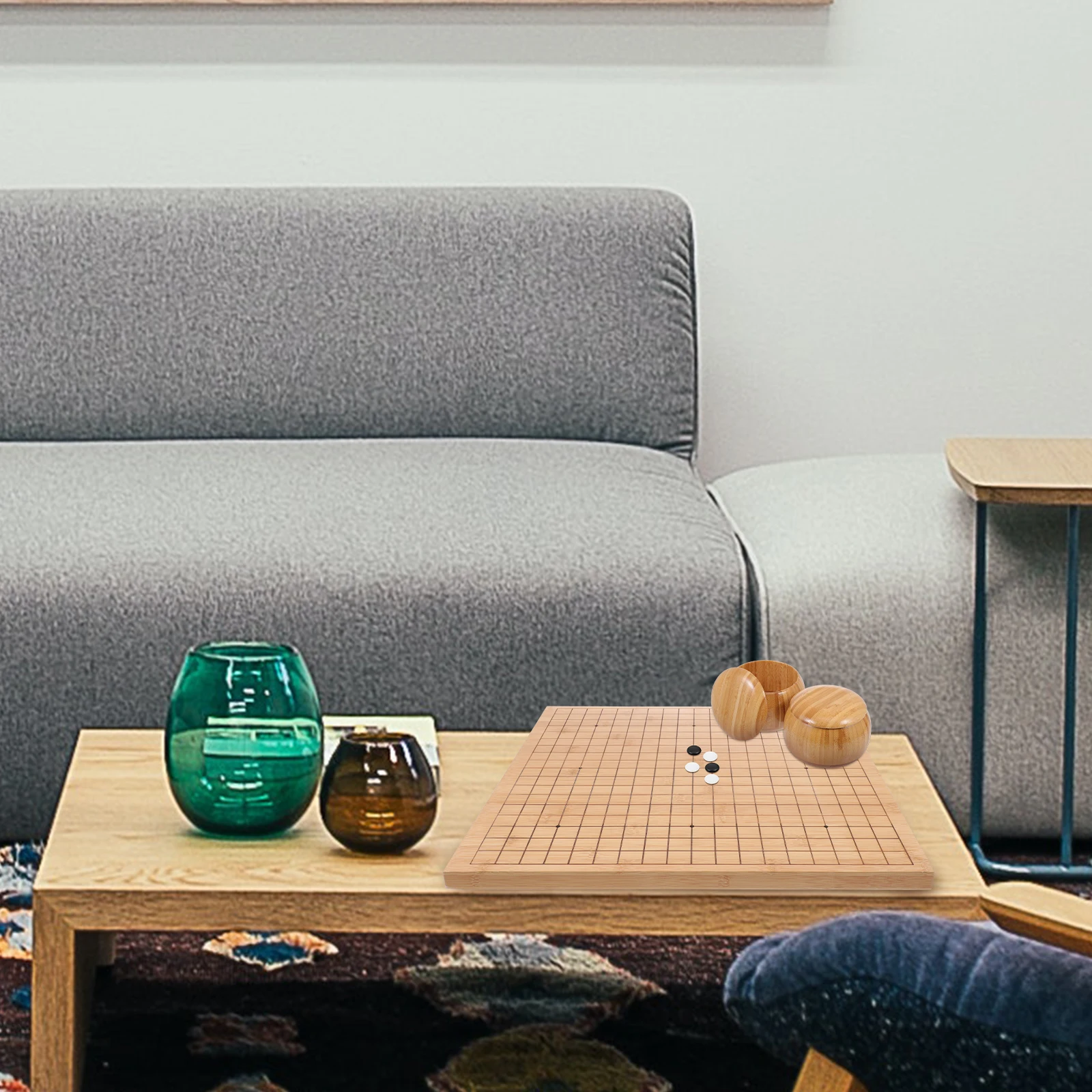 

Bamboo Chess Box Storage Container Go Pieces Compact Smooth Matching Design Long Term Practical Home Decor