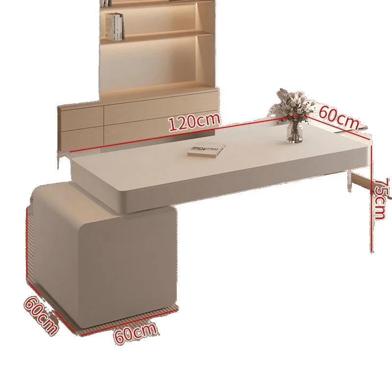 مكتب على الطراز الكريمي، مكتب كتابة منزلي بسيط، طاولة استشارة تجميل طبية للمستشفى مع أدراج، مكتب كمبيوتر #5