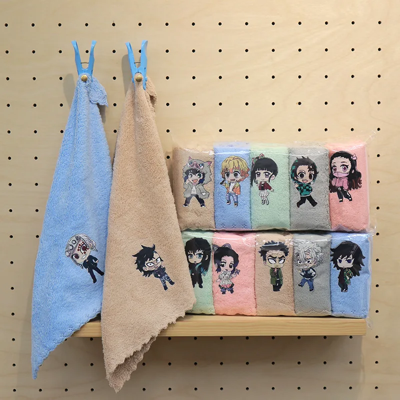 Anime Demon Slayer Cosplay Fiber Printing Kerchief Water Absorption Handkerchief Soft Small Hand Towel Xmas Birthday Gift