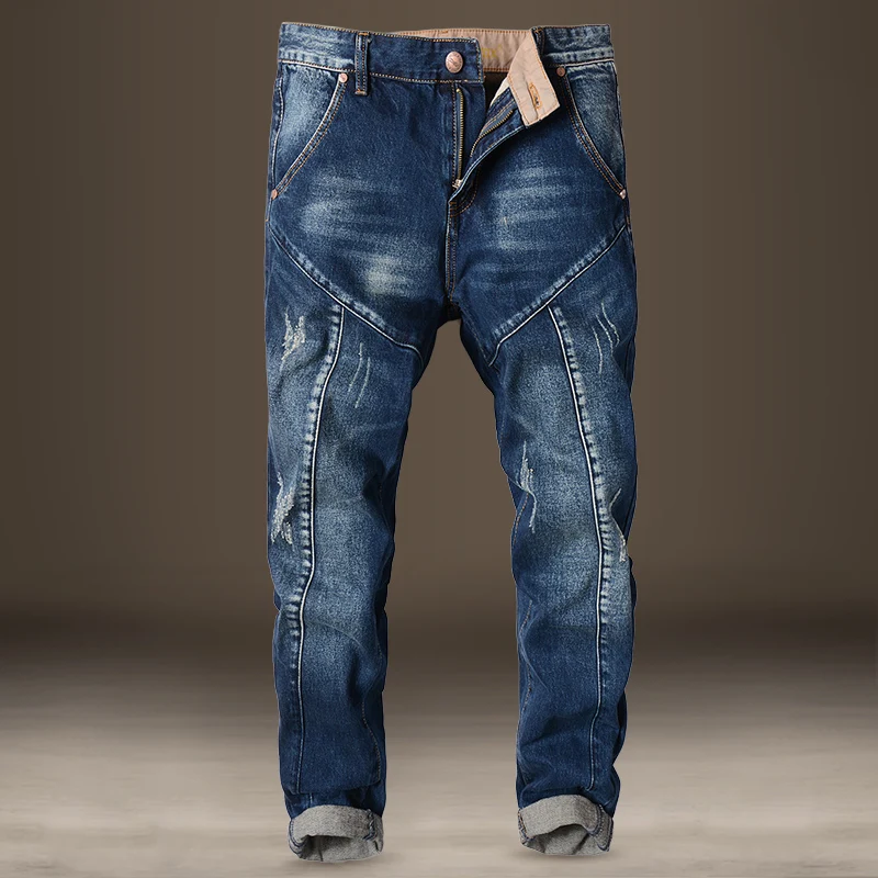 

Мужские джинсы прямого кроя, облегающие, с эластичным поясом, из хлопка, в корейском стиле, с элементами джинсовой ткани, больших размеров, молодежные, длинные брюки