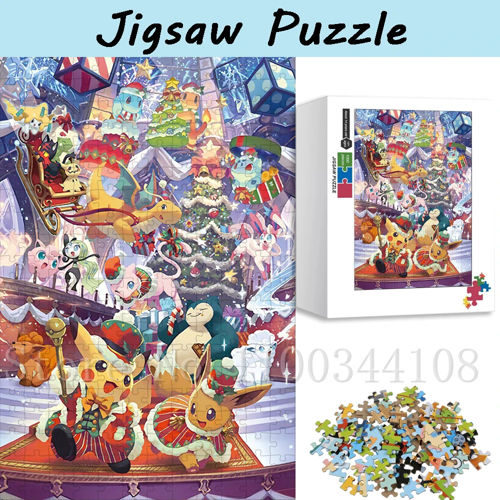 Puzzles Pokémon de Noël pour enfants, Pikachu, Raichu, Alefairy, SLaura tle, jeu d'intelligence, jouets, cadeaux du Nouvel An