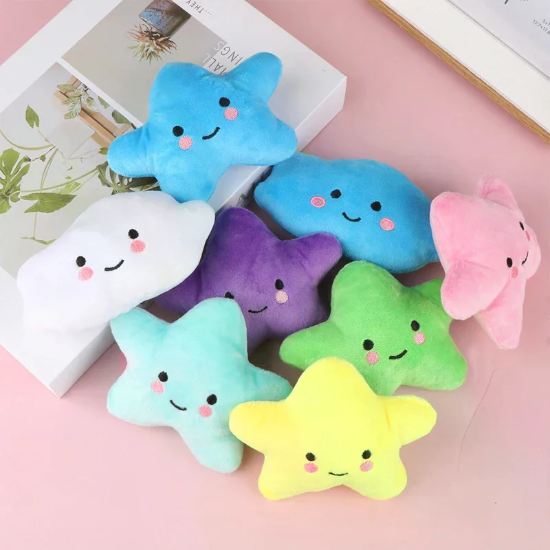 1pc Mini Star Cloud Soft Plush Sounding Toy Colorful Plush Stuffed Doll Gift Pet Dog Toy for Kids Children Girls