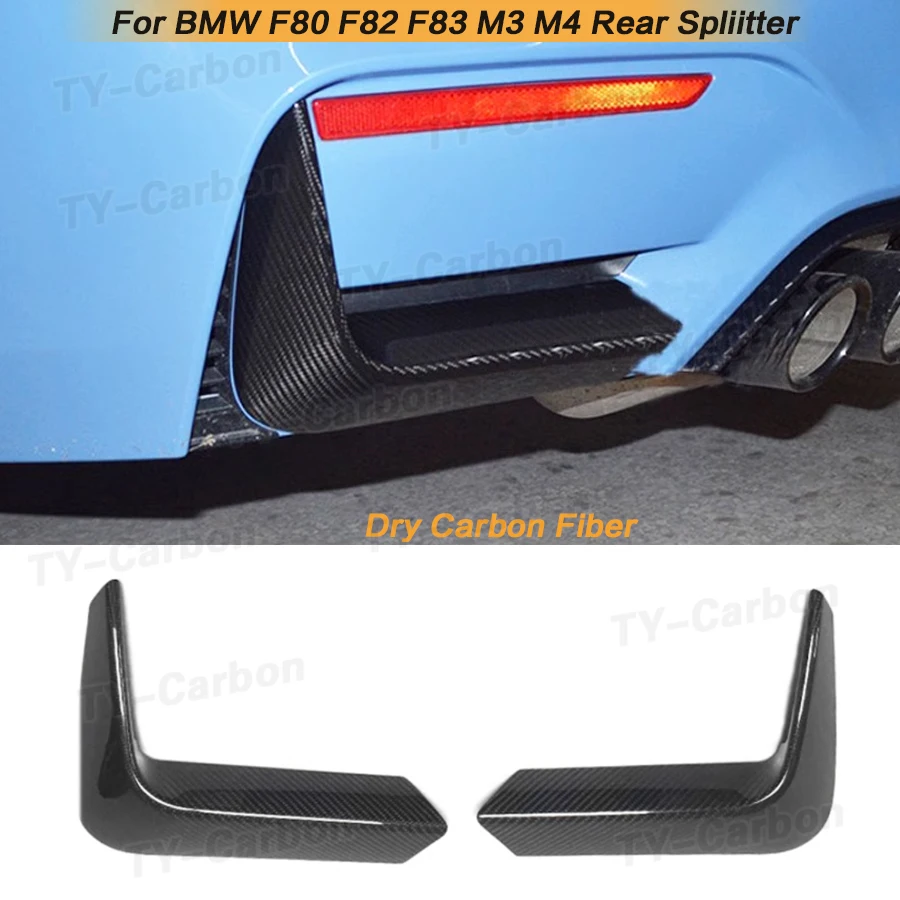 

Dry Carbon Fiber Rear Diffuser Splitters For BMW 3 Series F80 M3 4 Series F82 F83 M4 2014-2019 Rear Side Cover Bumper Trim Lip