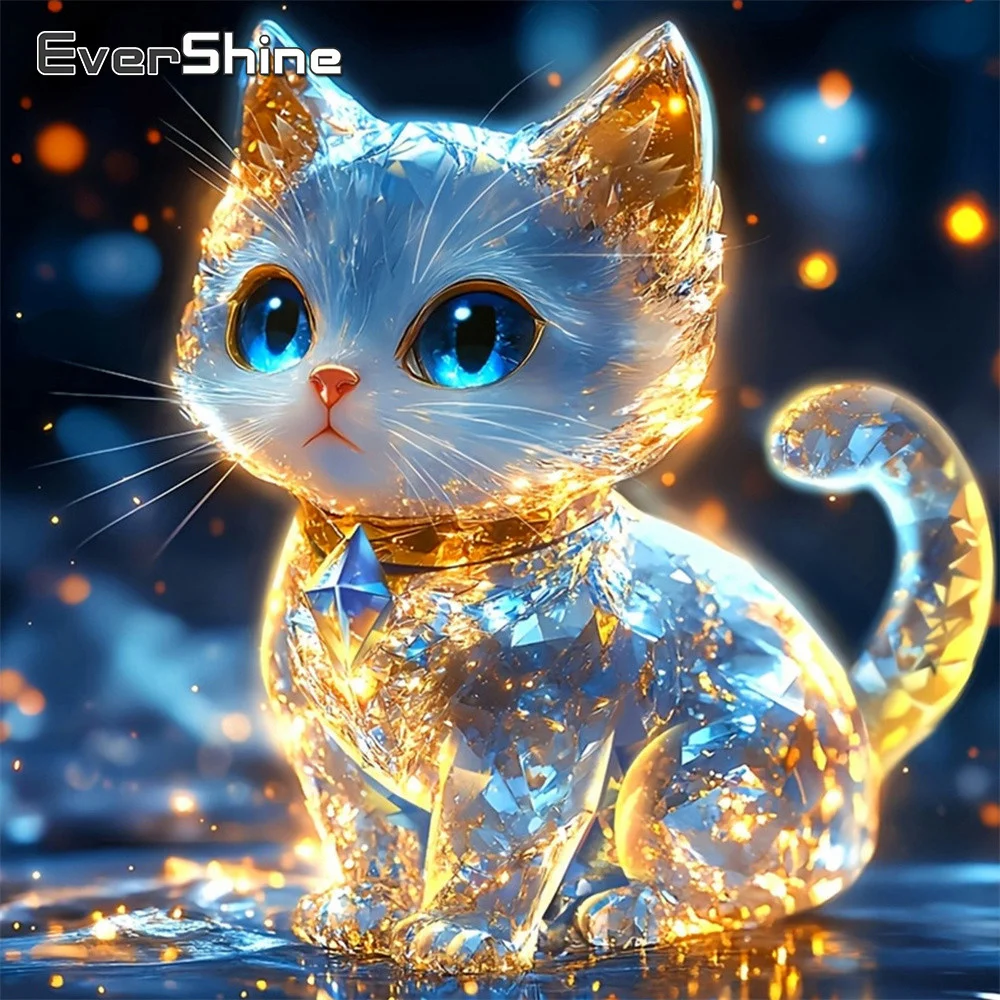 Evershine Neuheit Diamantmalerei Tier Vollflächige Quadratische Stickerei Katze Strass-Bild Mosaik Handgemachtes Hobby