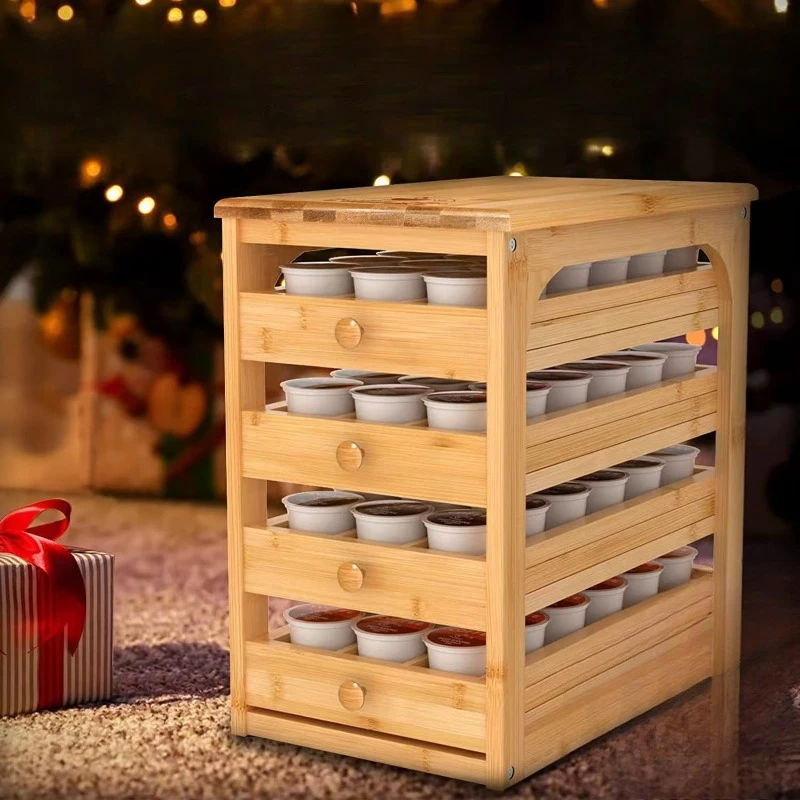 

New wooden coffee capsule rack, desktop drawer storage box