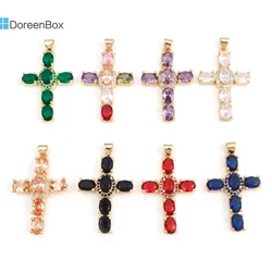 1PC Copper Religious Cross Pendants Multicolor Gold Color Metal Charms DIY Making Necklace Bracelets Women Jewelry 4cm x 2.3cm
