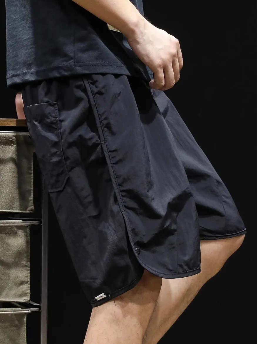 

Lightweight Ice Silk Men's orts Summer Loose plus Size Trendy Brand Five-Quarter Pants Qui Dry Mid-Calf Buttoned Casual P...