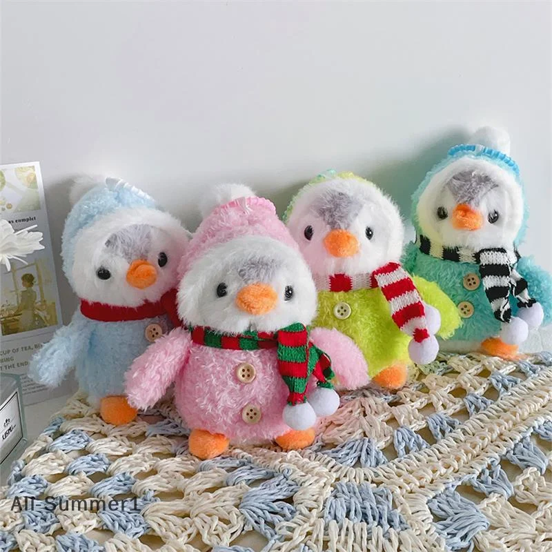 Cute Winter Christmas Scarf Penguin Plush Dolls Toys Keychain Bag Pendant Backpack Hanging Ornaments Keyring Girly Birthday Gift