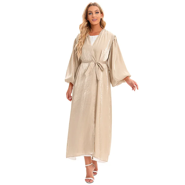 Mode musulmane Abaya élégant modeste mode longue robe nouveau Style manches bouffantes Cardigan approvisionnement Direct d'usine Abayas