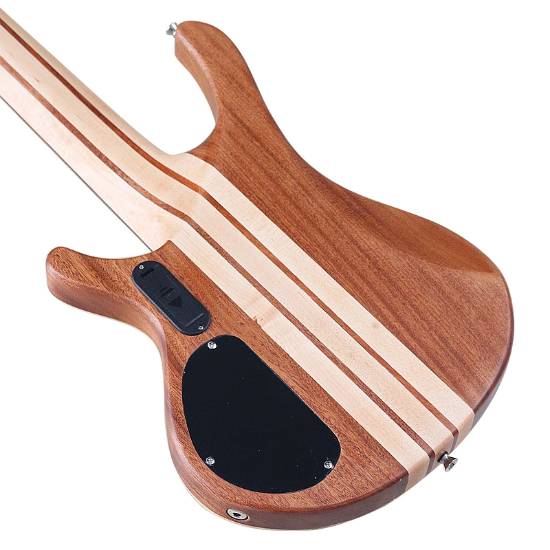 5 String Electric Bass Guitar One Piece Tree Burl Top Active Guitarra Solid Okoume Wood Body  43 Inch Bass Guitar High Grade