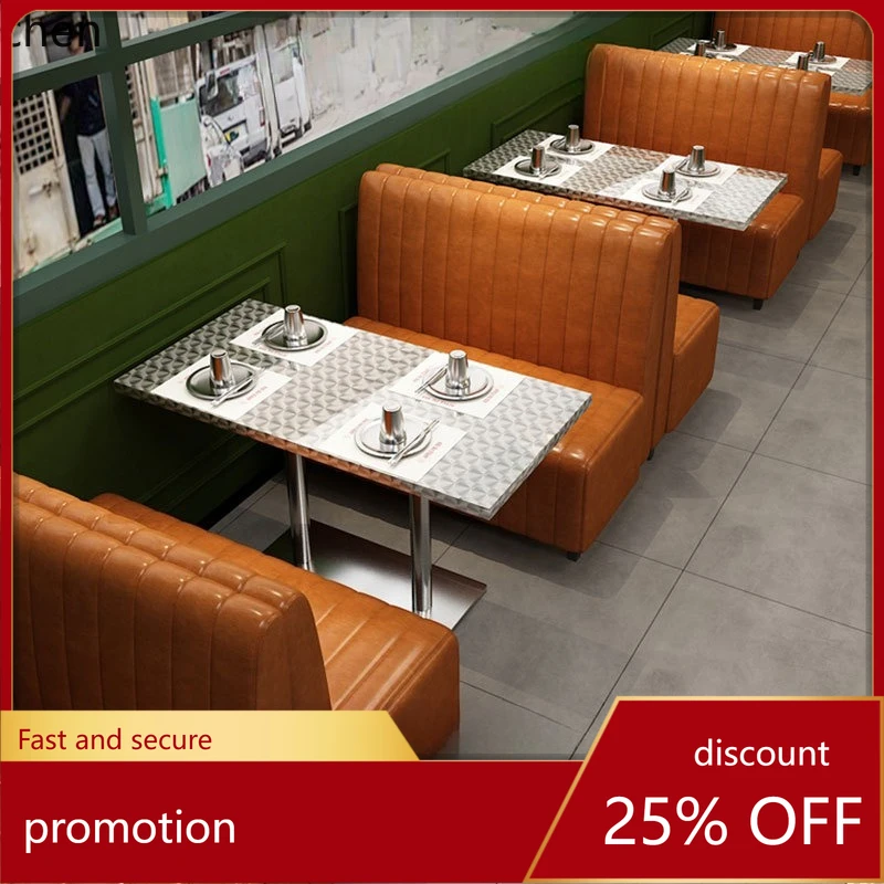

LXC Table and Chairs Hot Pot Restaurant Dining Table and Chairs Simple Internet Celebrity BBQ Restaurant Booth Sofa Table