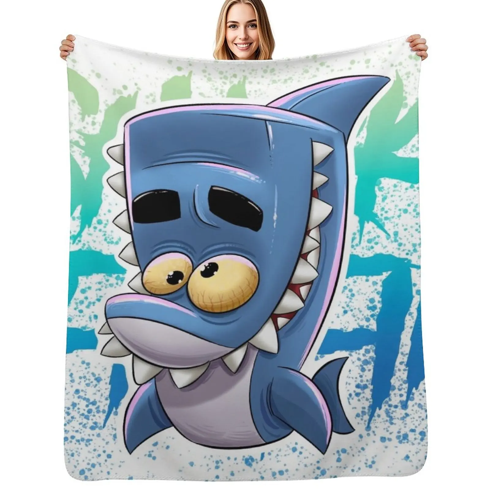 zooba shark fin Throw Blanket valentine gift ideas Decoratives Hairy Cute Beach funny gift Blankets