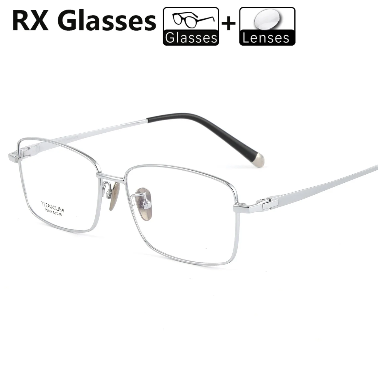 

58mm Wides Progressive Multifocal Eyewear For Men Myopia Prescription Glasses Titanium Optical Frame Anti-Reflection Computer