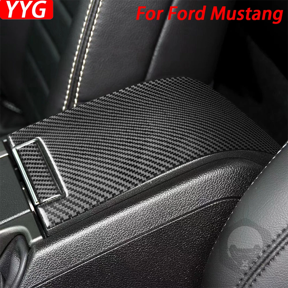 

Car Armrest Box Panel Panel Trim Cover Sticker Fit For Ford Mustang 2009 2010 2011 2012 2013 2014 Accessories Black Carbon Fiber