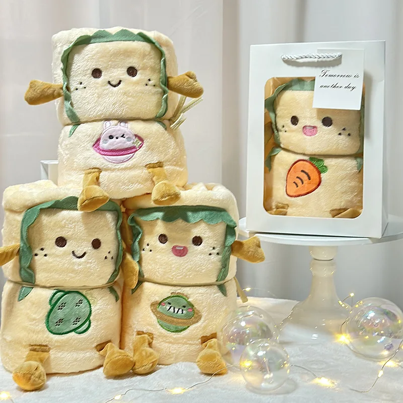 

Summer Cartoon Blanket Four Seasons Flannel Roll Blanket Office Nap Blanket