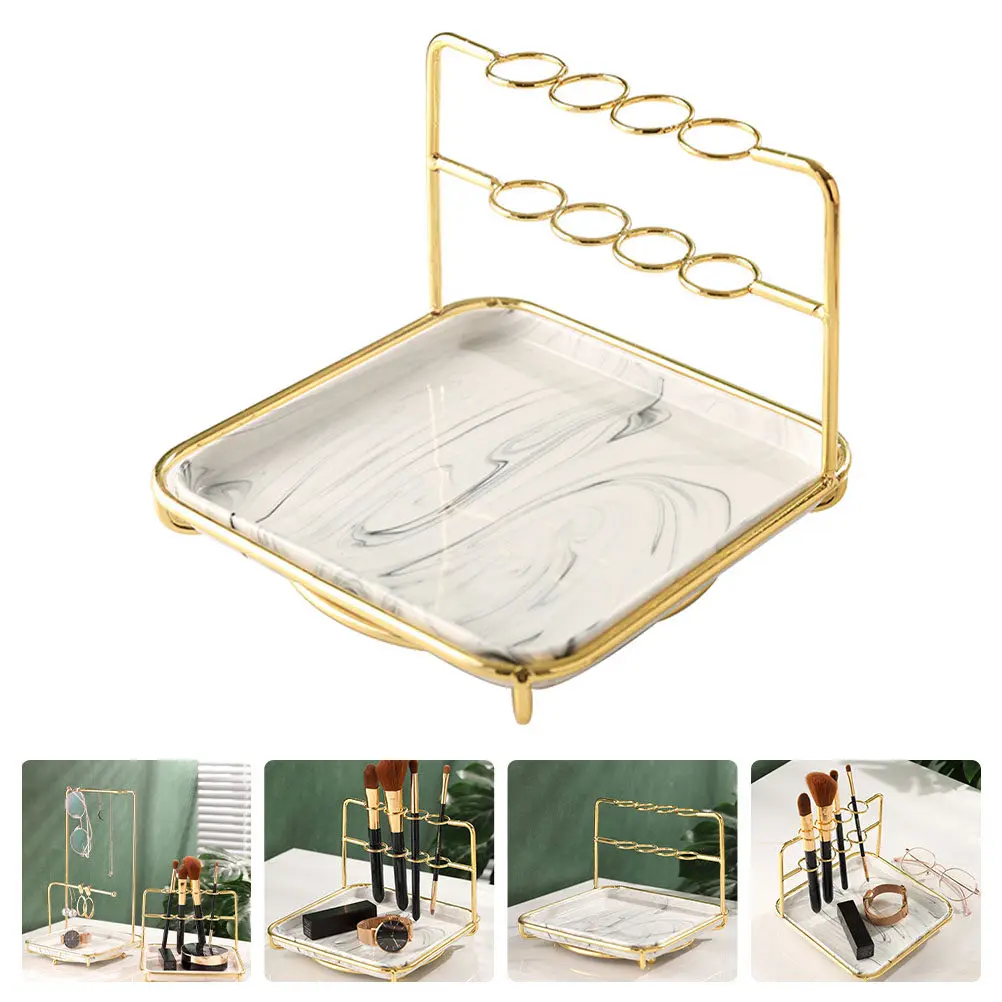 Cosmetics Storage Rack Iron Art Jewelry Rack Makeup Brush Holder Desktop Organizer for Makeup Storage Sundries
