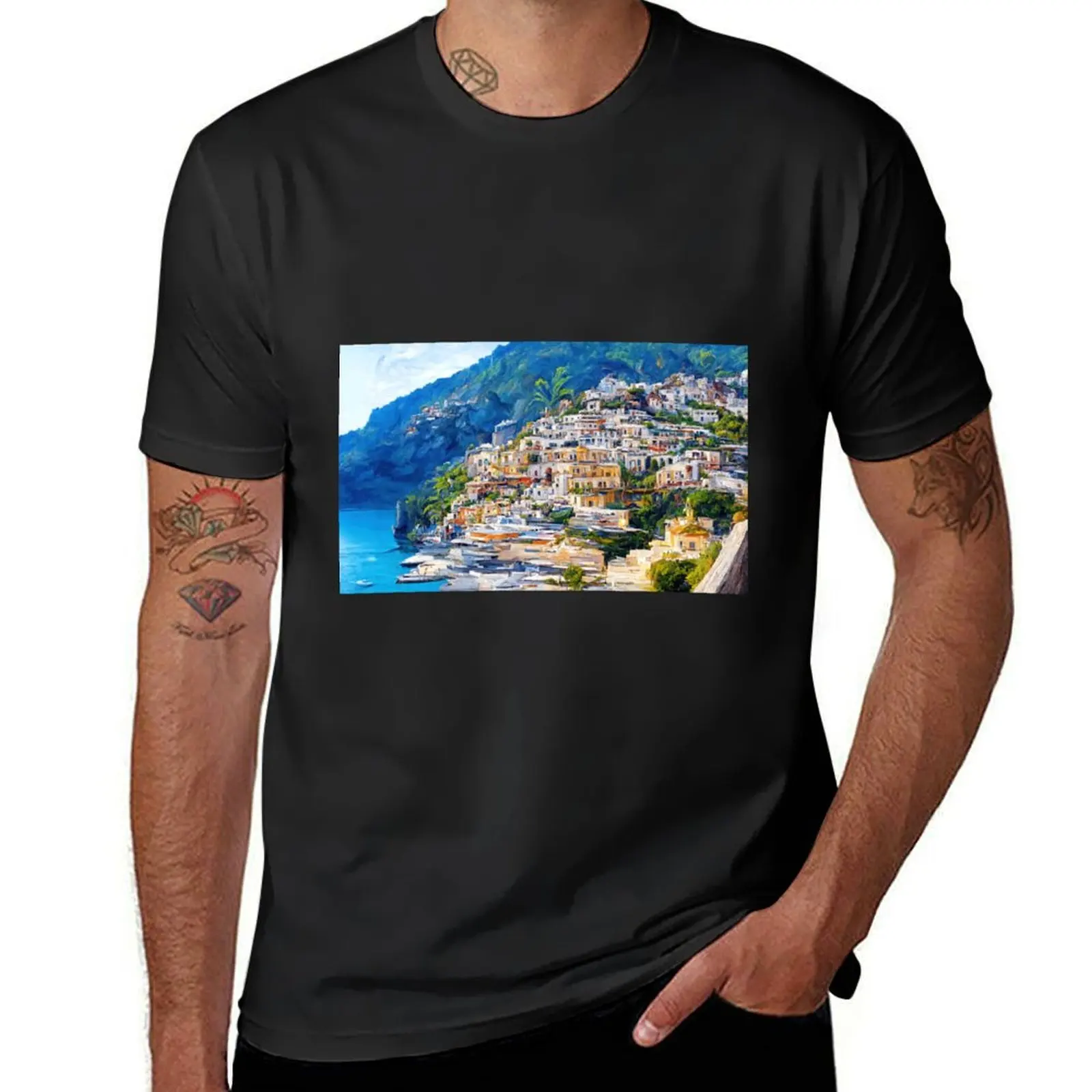 Panoramas of Italy, Positano T-Shirt Blouse plus size tops funnys vintage clothes mens white t shirts