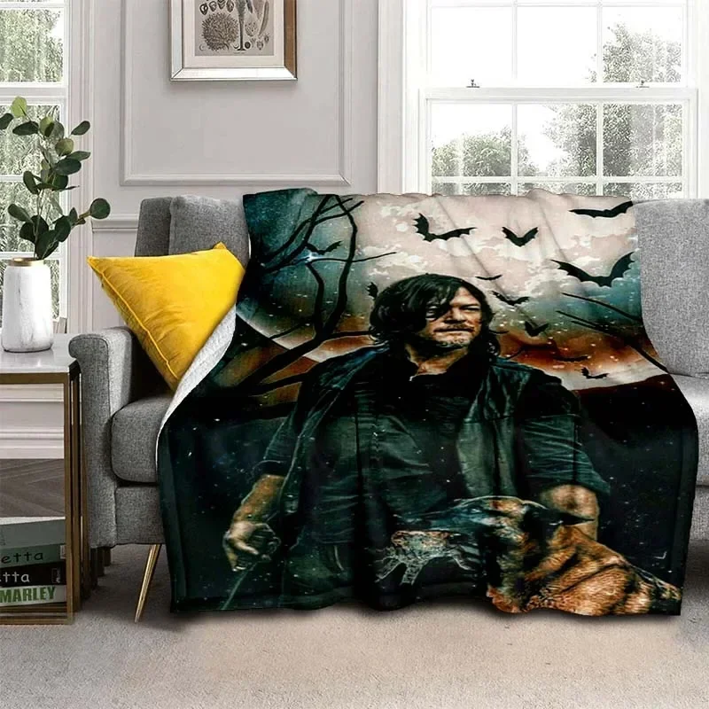 Daryl Dixon Walking Dead Movie Flannel Blanket,Warm and Soft Blanket  For Couch Sofa Office Home Travel Camping Birthday Gift