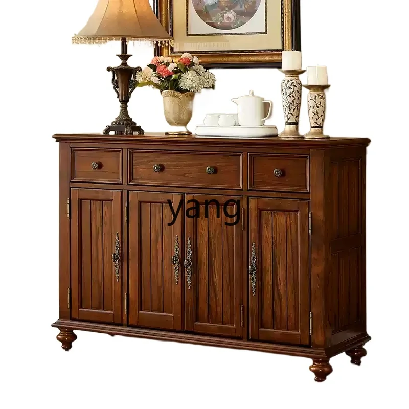 

YJQ American locker All solid wood household dining side living room entrance tea and wine cabinet