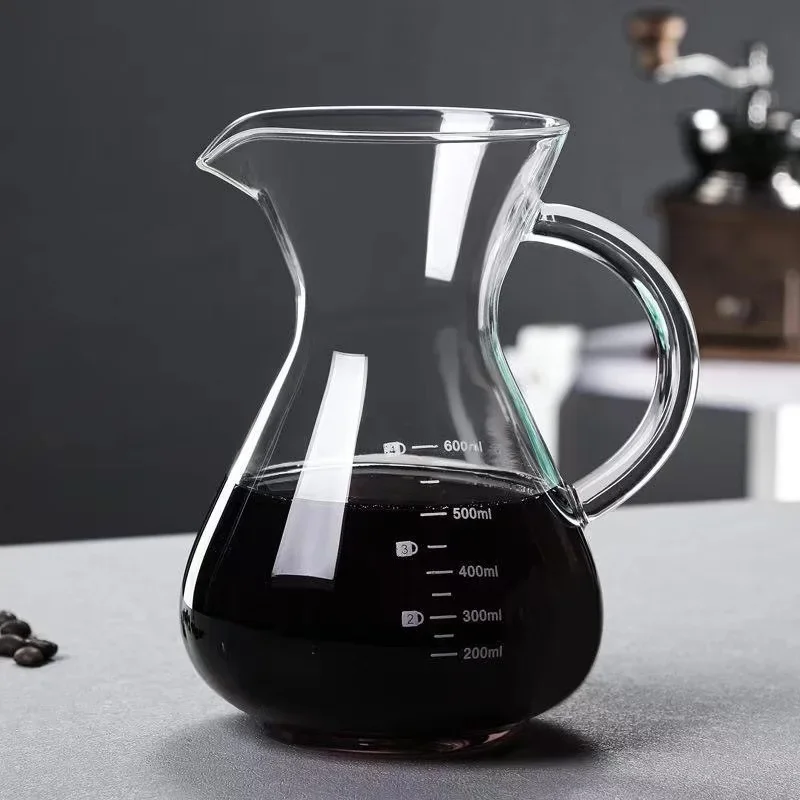 Glass Coffee Pot with Handle Hand Pouring Filter Cup Scale Sharing Mug American Style Manual Craft for All Occasions