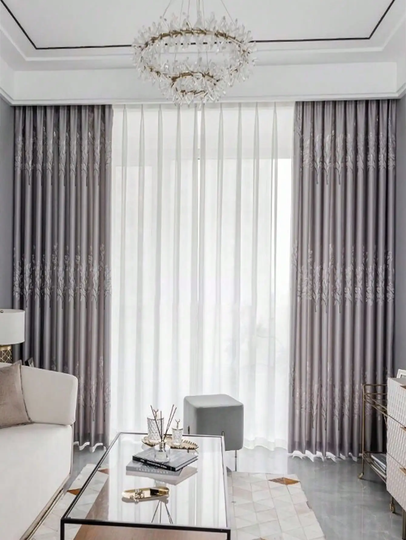 Thickened Full Blackout Grey Curtains Fresh Countryside Living Room Bedroom Insulation Light blocking Simple Sunshade Cloth