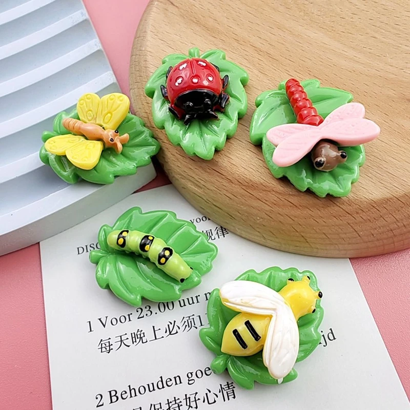 10 Pcs Cartoon Resin Cute Cartoon Beetle Insect Style Earrings Pendant Scrapbook Craft Diy Miniature Ornament Accessories A68