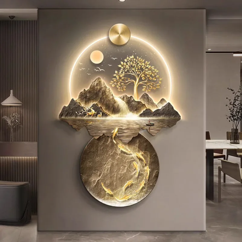 

Chinese Wall Painting Light with LED | Simple Modern Hanging Decor for Corridor/Aisle | Upscale Living Room Wall Decoration