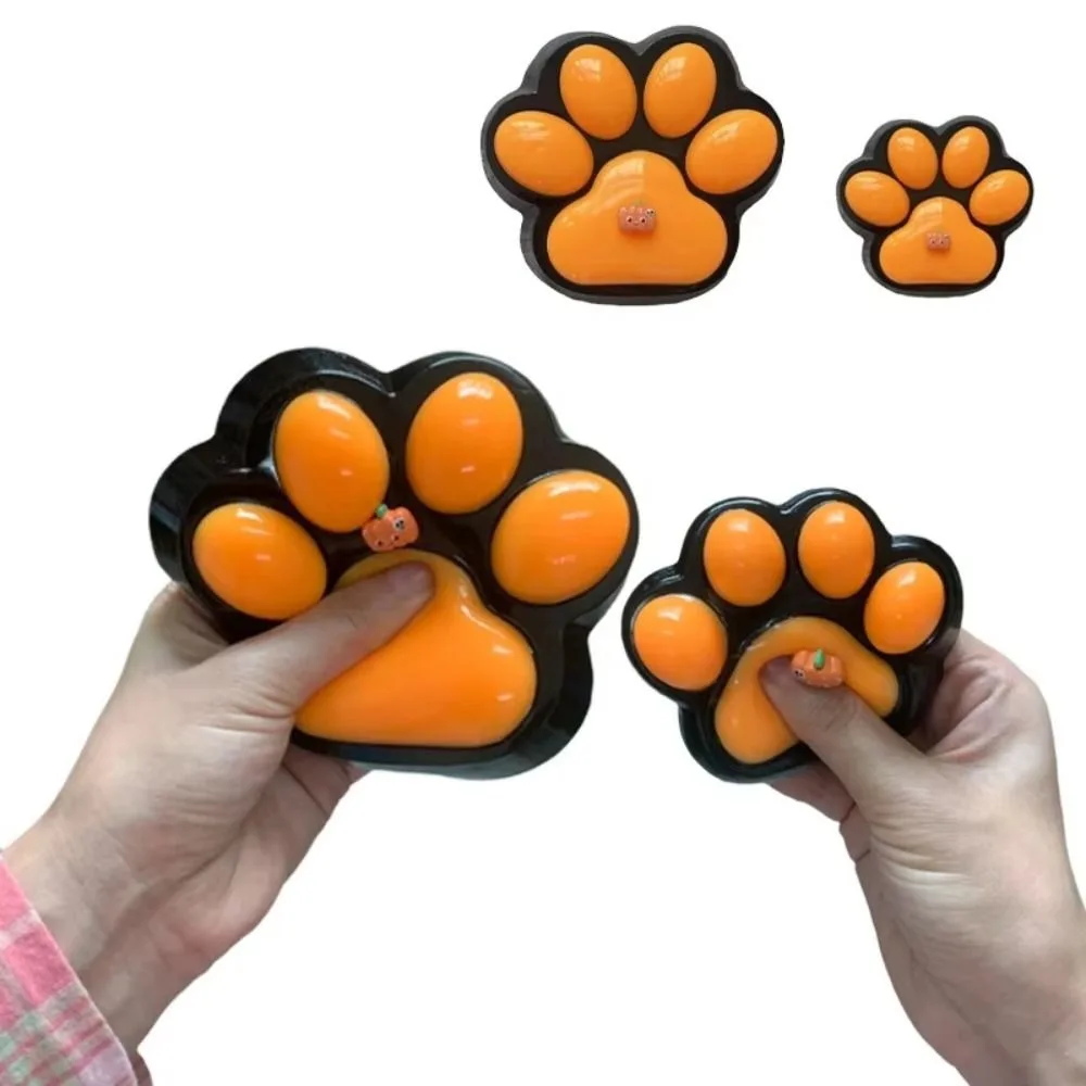 Prank Ornament Soft Jelly Feel Squishy Cute Mini Pumpkin Ghost Shape Stress Relief Novelty Spooky Cat Paw Shape Fidget For
