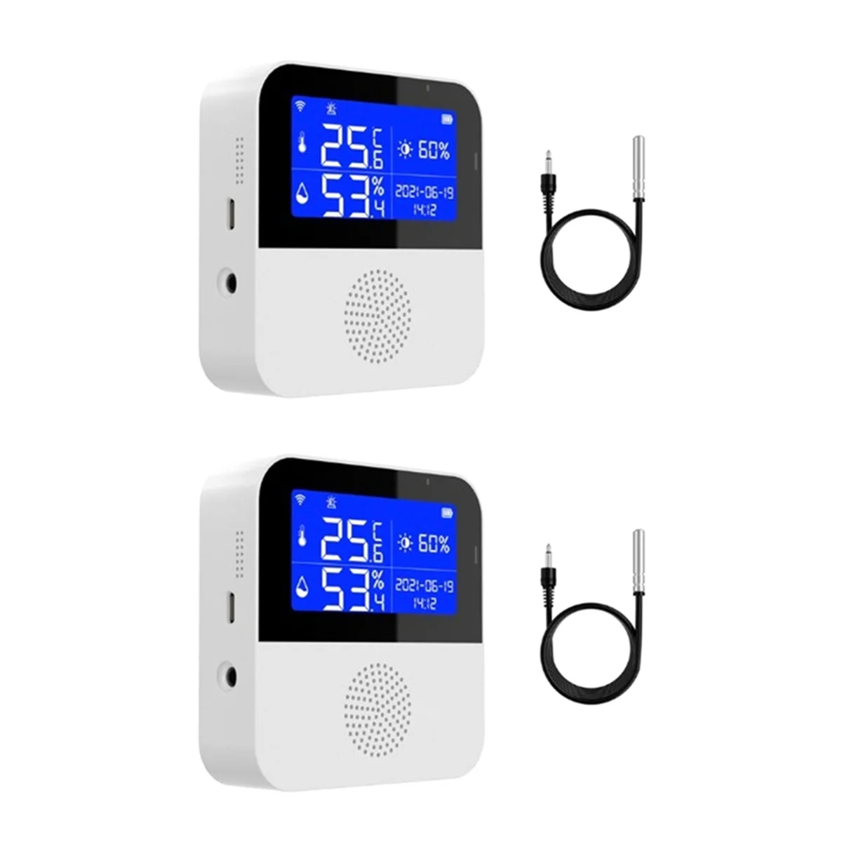 2PCS Tuya WiFi Temperature Humidity Sensor with External Probe LCD Screen Remote Monitor Home Dual Temperature Sensor