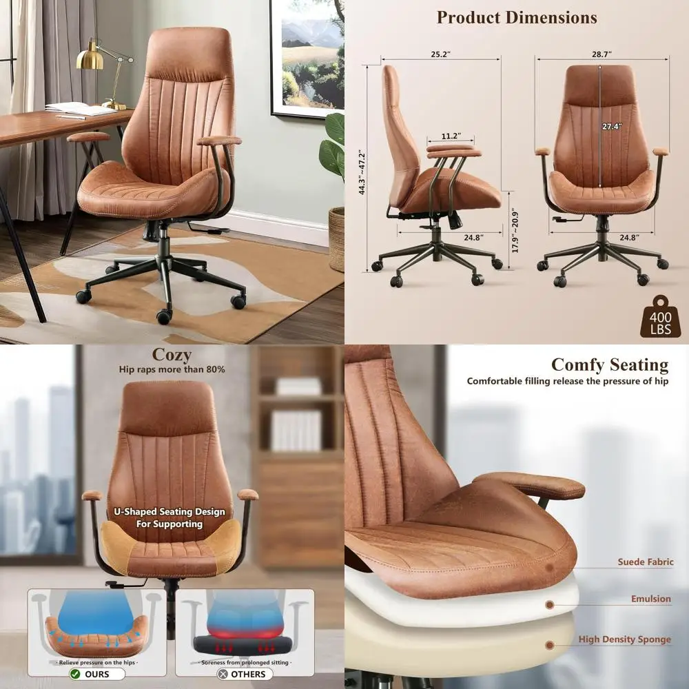 ergonomic high-back executive office chair with lumbar support and swivel feature for computer desks