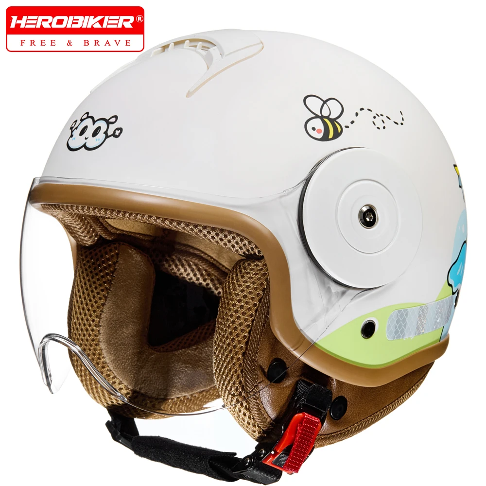 

Motorcycle Helmet 3/4 Open Face Kid's Helmet Children Helmet Cartoon Electric Vehicle Helmets Four Seasons Anti Fall Equipage