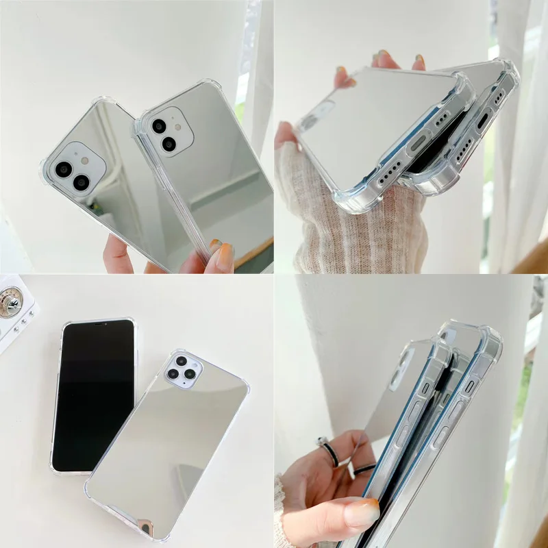 Love Hearts Personalisadชื่อกระจกIphoneสําหรับIphone 14 13 Pro Max 12 11 Pro Max X XS XR 7 8 Plus Soft Impact Crush Cover