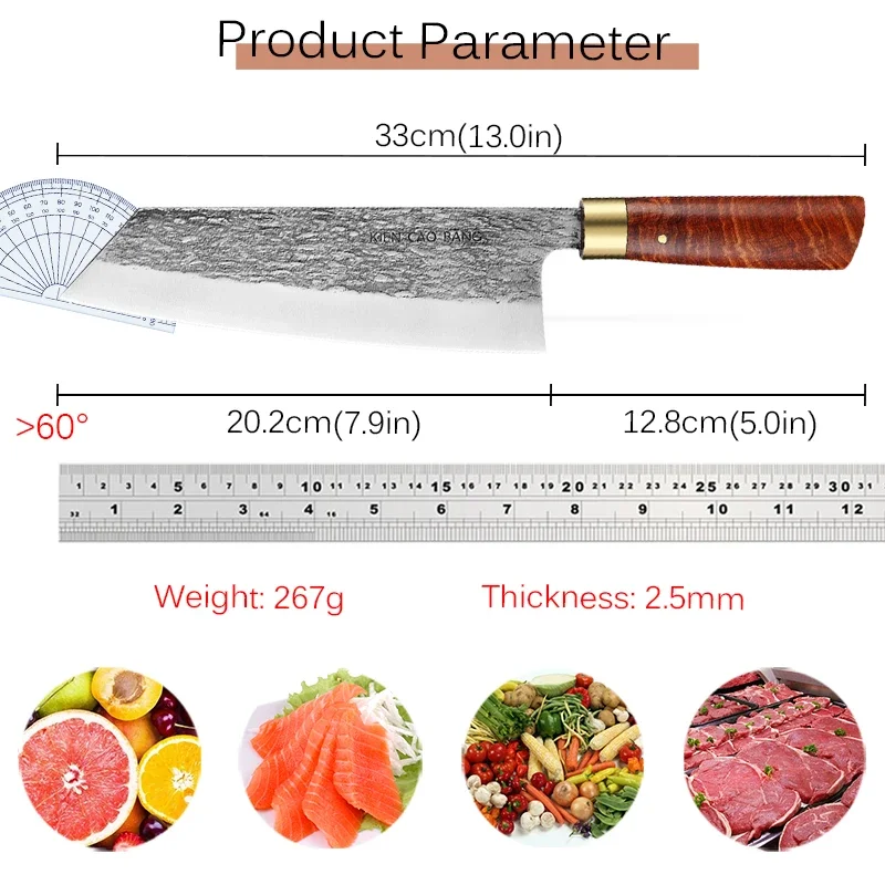 Professional Japanese Chef Knife Hand Forged Steel Fish Fruit Knife Butcher Meat Slicing Cleaver Kitchen Knife with Gift Box