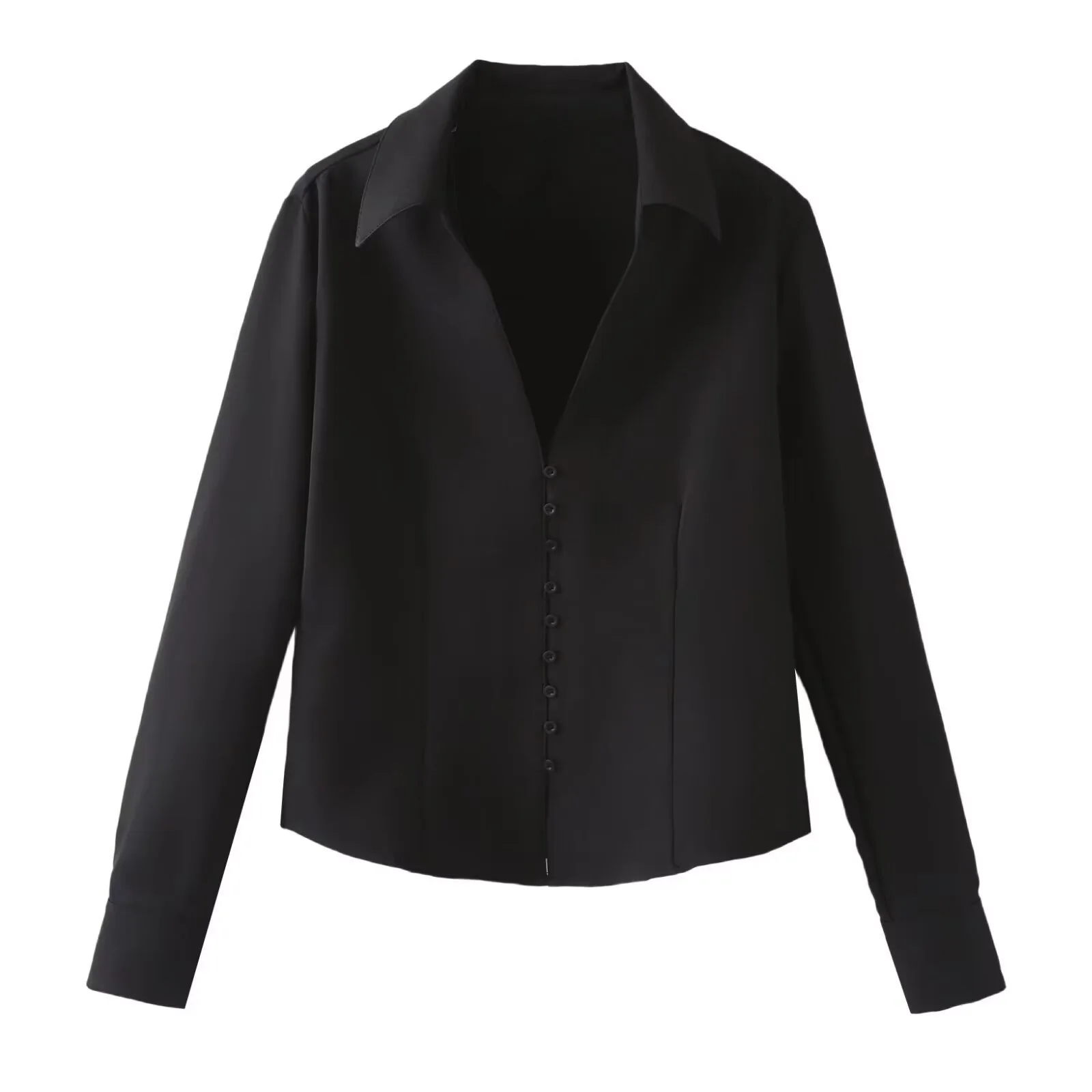 

Withered 2026 Summer New European And American Style French Luxury Casual Versatile Niche Black Breasted Shirt