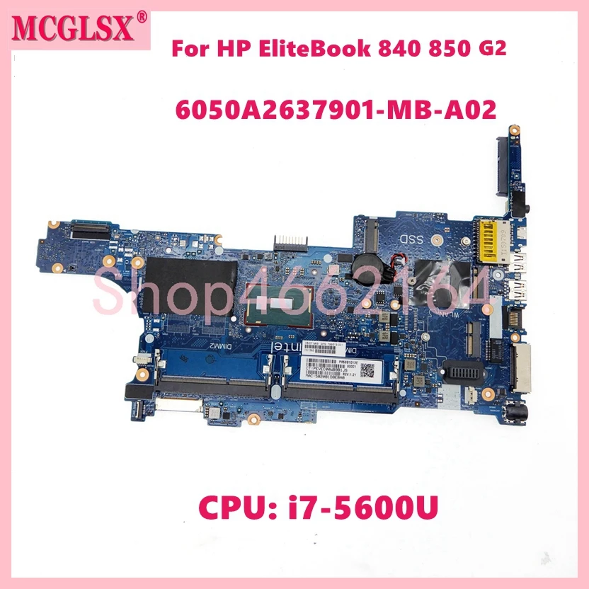 6050A2637901-MB-A02 With CPU: i7-5600U Notebook Mainboard For HP EliteBook 840 G1 840 G2 850 G2 Laptop Motherboard