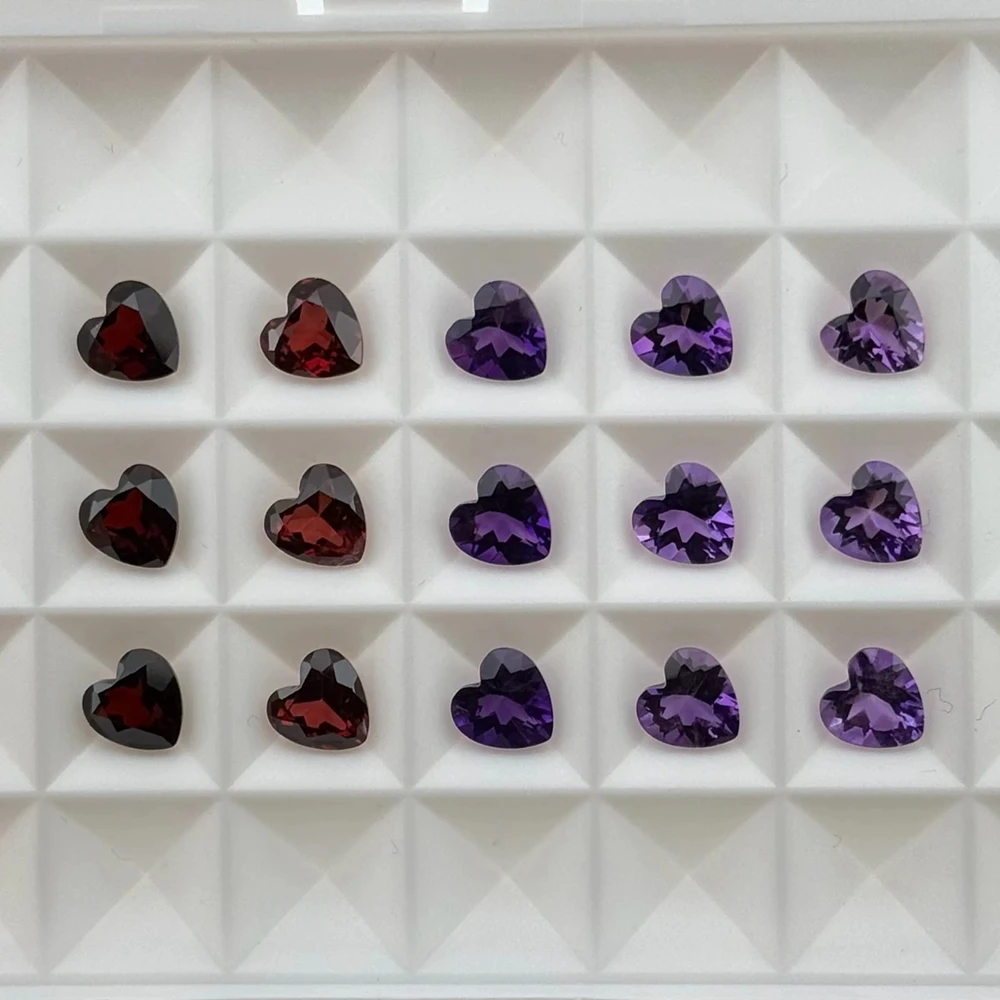 20 قطعة 1 حقيبة جودة 100% تضمين طبيعي عقيق الجمشت شكل قلب حجر أحمر أرجواني