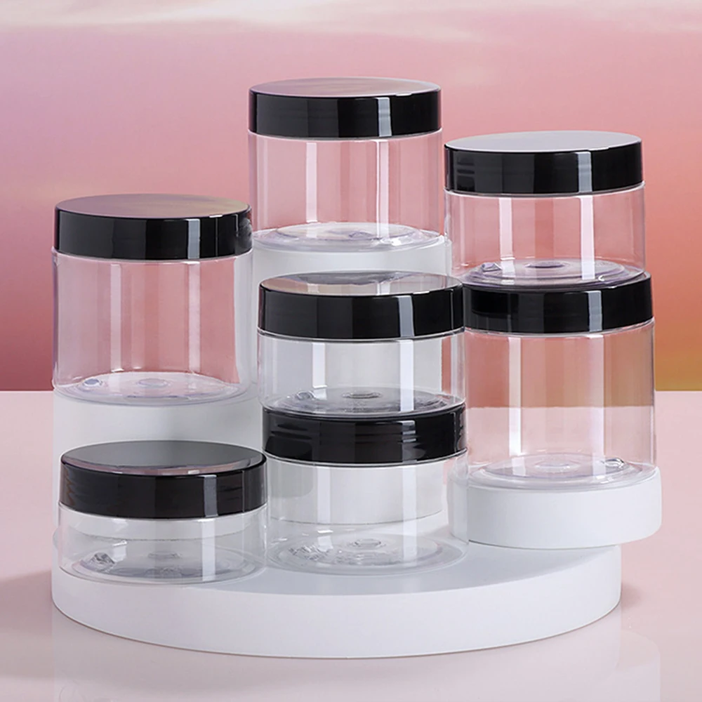 10/30pcs 50ml 100ml 150ml 250ml Empty Cosmetic Cream Jar with Aluminum Lid Clear Plastic Storage Container PET Makeup Pot Travel