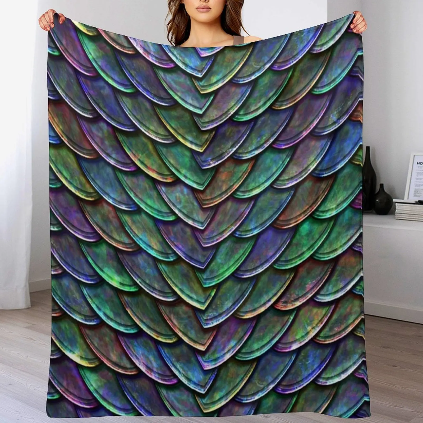 

Cool Dragon Scales Vibrant 2 Throw Blanket manga Plush Thin Blankets