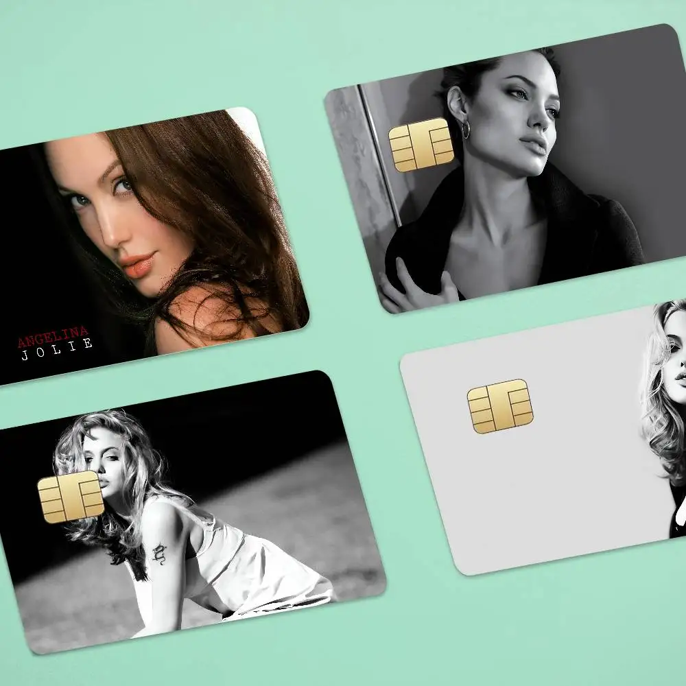 Actor Angelina Jolie Anmie 4pcs 1Set Sticker Film Skin Cover For Credit Card Debit Bank Card Front