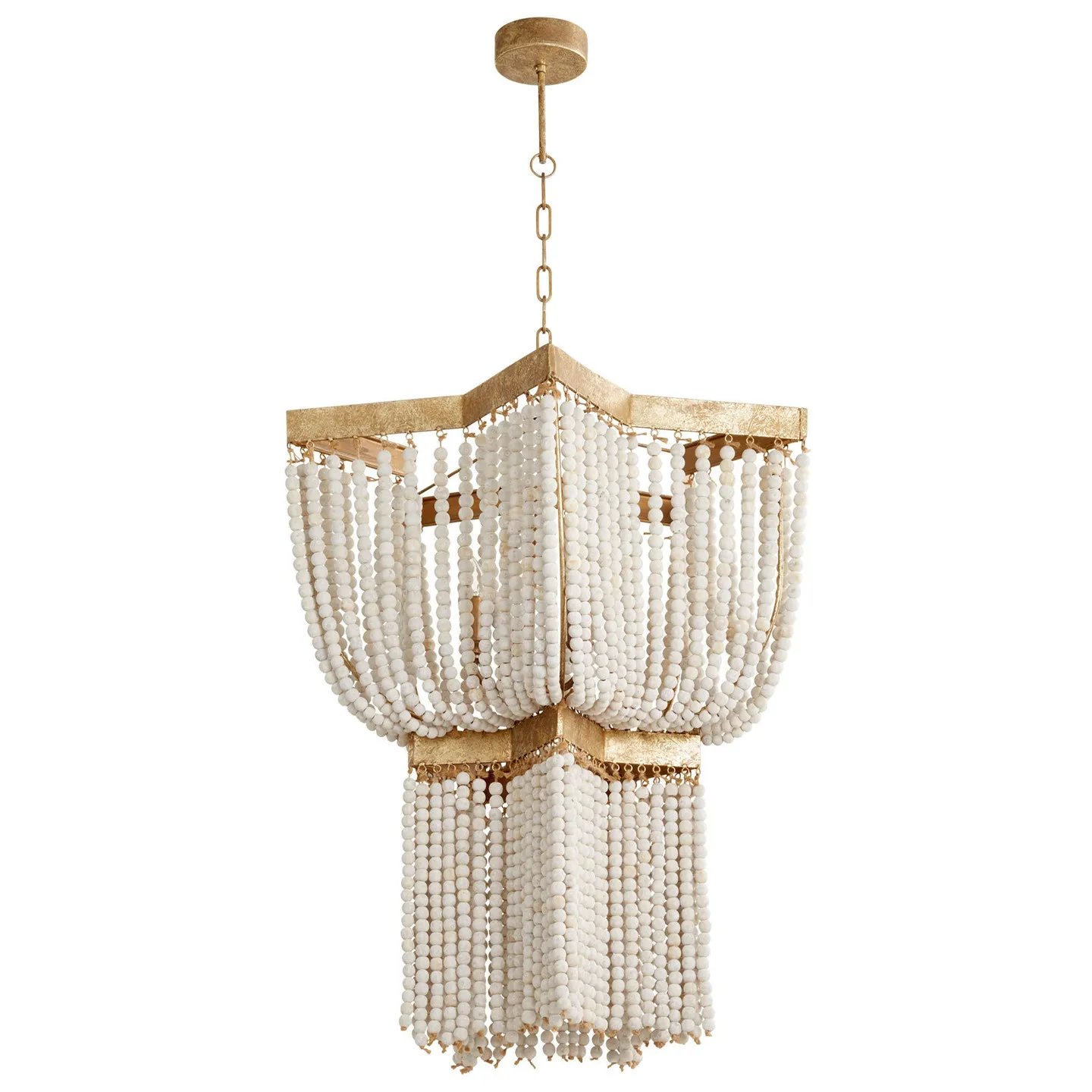 French Retro Designer Wooden Bead Chandelier, High-end Villa B & B Creative Art Restaurant Bedroom Staircase Light