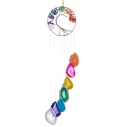 7 Chakra Life Tree Agate Slices Wind Chimes Reiki Healing Hanging Ornaments For Window Home Decoration