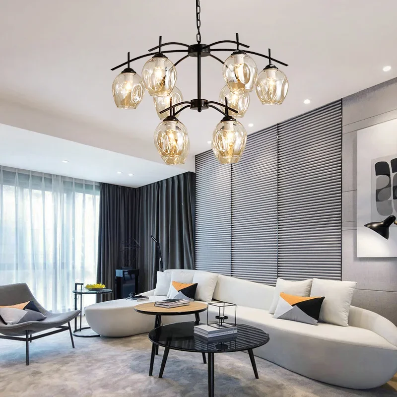 Modern Chandelier for Living Room Bedroom Home Decoration Indoor Lighting Hanging Lamps Art Creative Glass Ball Pendant WF1116