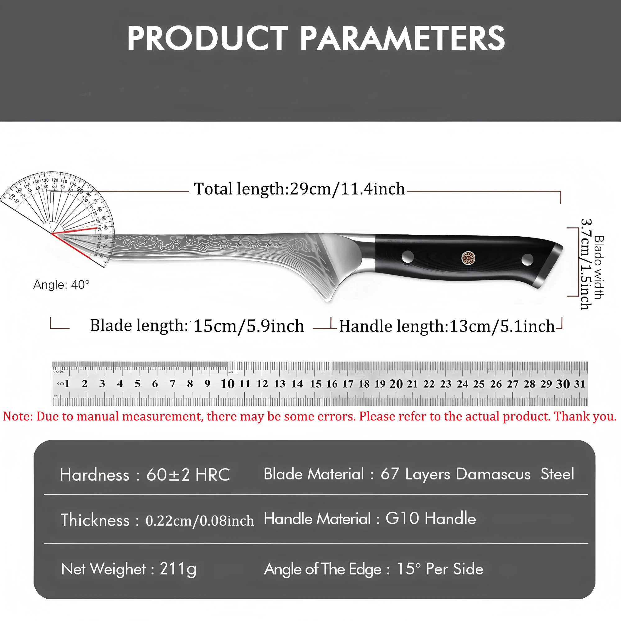 High Quality Boning Knife 67-layers Damascus Steel Kitchen Knife Forging Utility Knife Cooking Knife Cleaver Knife Kitchen Stuff