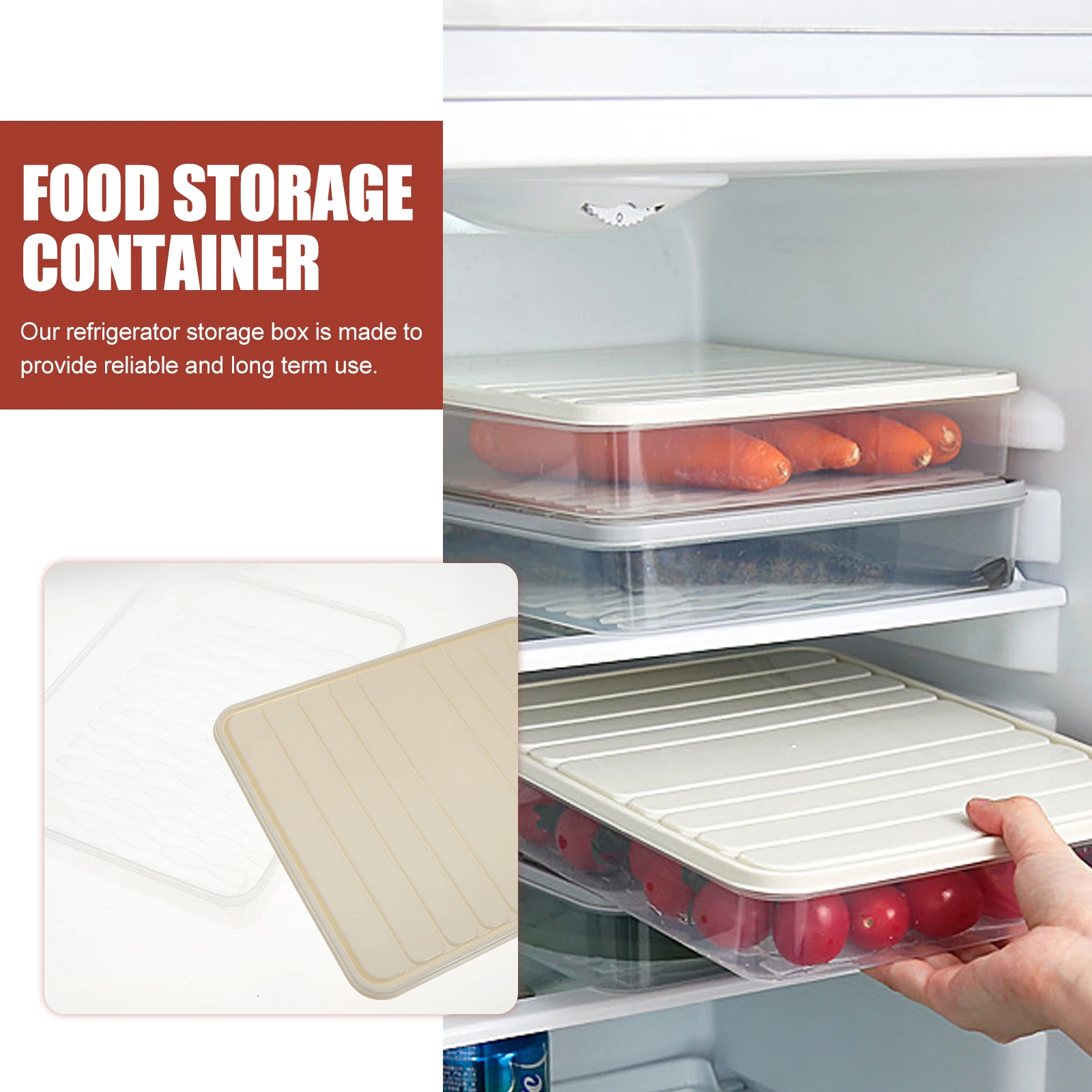 

2pcs Food Storage Box Transparent Flat Plastic Fridge Organizer Container For Refrigerator Freezer Food Holder Bpa-Free
