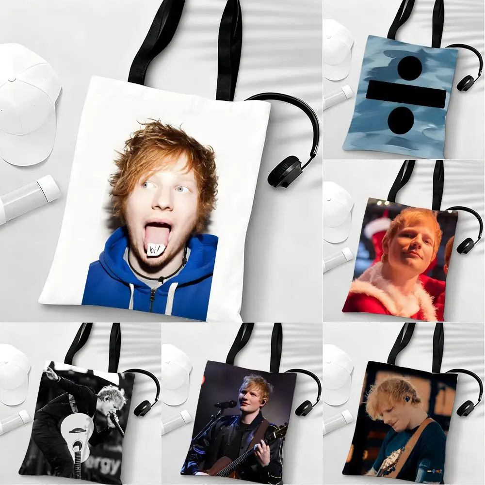

Male Pop Singer E-Ed-S-Sheeran Storage Bags Lightweight Eco Friendly Fashionable Multi Purpose Large Capacity Canvas Shoulder To