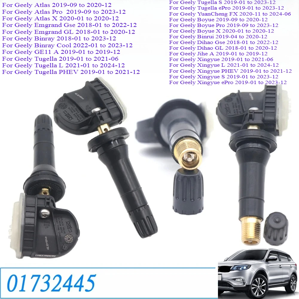 

1/4pcs NEW Car Tire Pressure Monitor Sensor 01732445 433MHz TPMS For Geely Atlas Pro Atlas Tugella Atlas X Emgr 1017032445