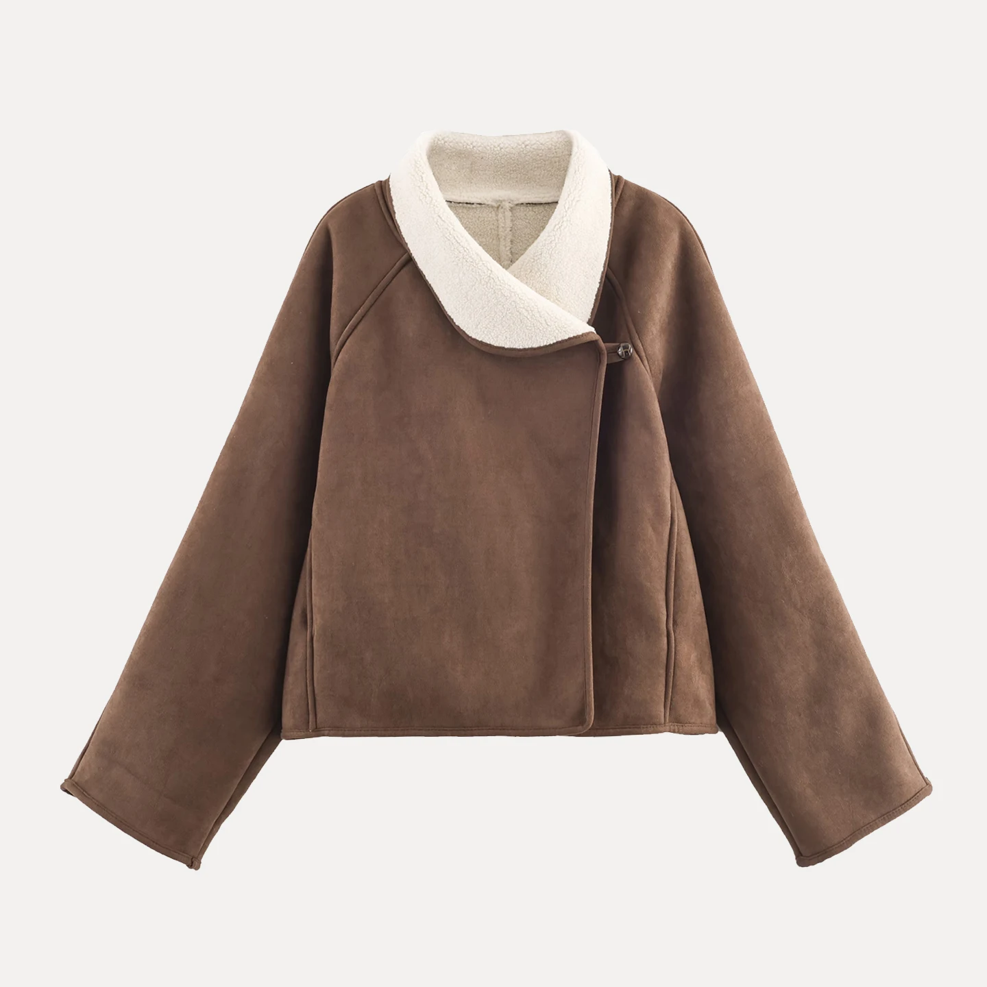 เสื้อโค้ทขนสัตว์เทียมแบบหลวมสำหรับผู้หญิง ปกเสื้อแบบวินเทจ แขนยาว ติดกระดุม รุ่นใหม่ล่าสุดสำหรับฤดูใบไม้ร่วง